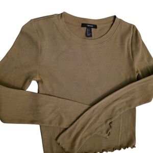 Forever 21 Caramel Color Ribbed Long Sleeve Top